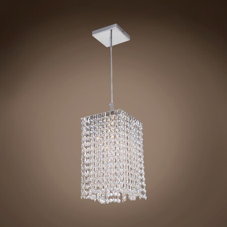 Limited Edition 1 Light 7" Mini Pendant with Clear Asfour Crystals in Chrome